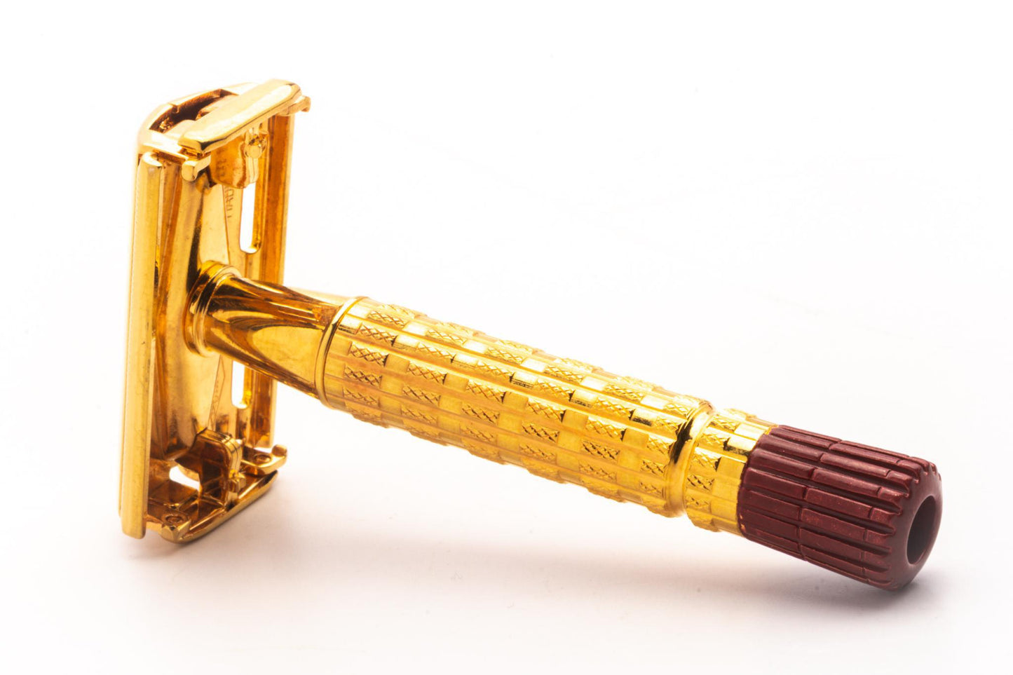 1956 B2 Gillette Heavy Red Tip Super Speed DE Safety Razor | 24K Gold Revamp