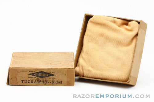 1930's Gillette NEW Deluxe Norfolk Tuckaway DE Safety Razor Set w/ Blade Bank & Original Box