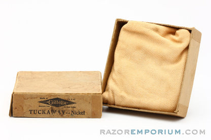 1930's Gillette NEW Deluxe Norfolk Tuckaway DE Safety Razor Set w/ Blade Bank & Original Box