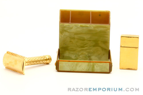 1920's Gillette New Improved Style Milady (DE) Travel Safety Razor Set w/ Blade Bank & Travel Case