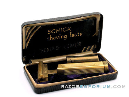 1930's Schick Type C3 Gold Repeating Injector Razor w/ Case & Blades