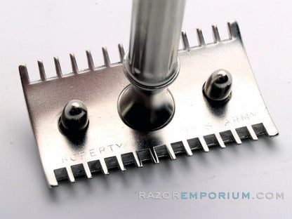 1918 Gillette Ball End Old Type DE Safety Razor | U.S. Army Issue | Factory Nickel Revamp