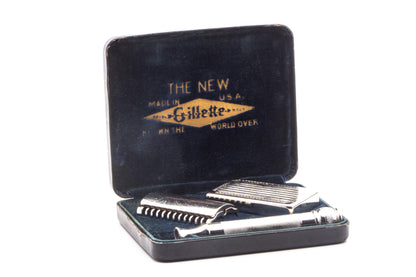 1930's Gillette Ball End Long Comb "NEW" Double Edge Safety Razor Set | Original Condition
