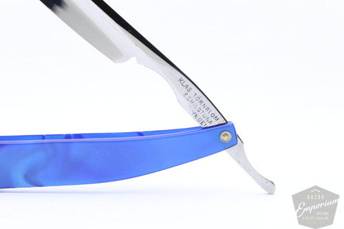 7/16" Klas Tornblom Faux Frameback Blue Acrylic Straight Razor