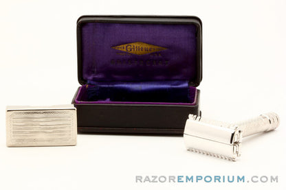 1948 Gillette Aristocrat No. 15 DE Safety Razor w/ Case & Blades| Made in England