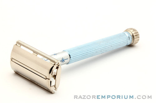 1973 Gillette Blue Star Lady Gillette DE Safety Razor T1