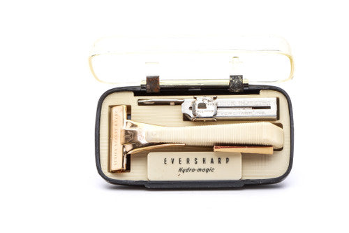 1960's Eversharp Schick Hydro Magic Gold Injector with Cream Bakelite Handle & Orig. Case