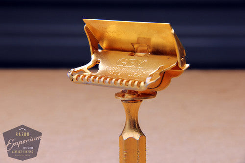 Gem 1912 - Gold Lined Handle Style Single Edge Safety Razor
