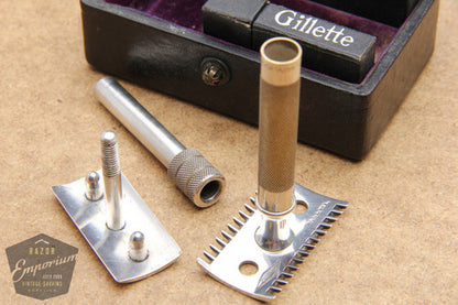 Gillette 1920 Single Ring Old Type Set in Leather Case with Blade Banks