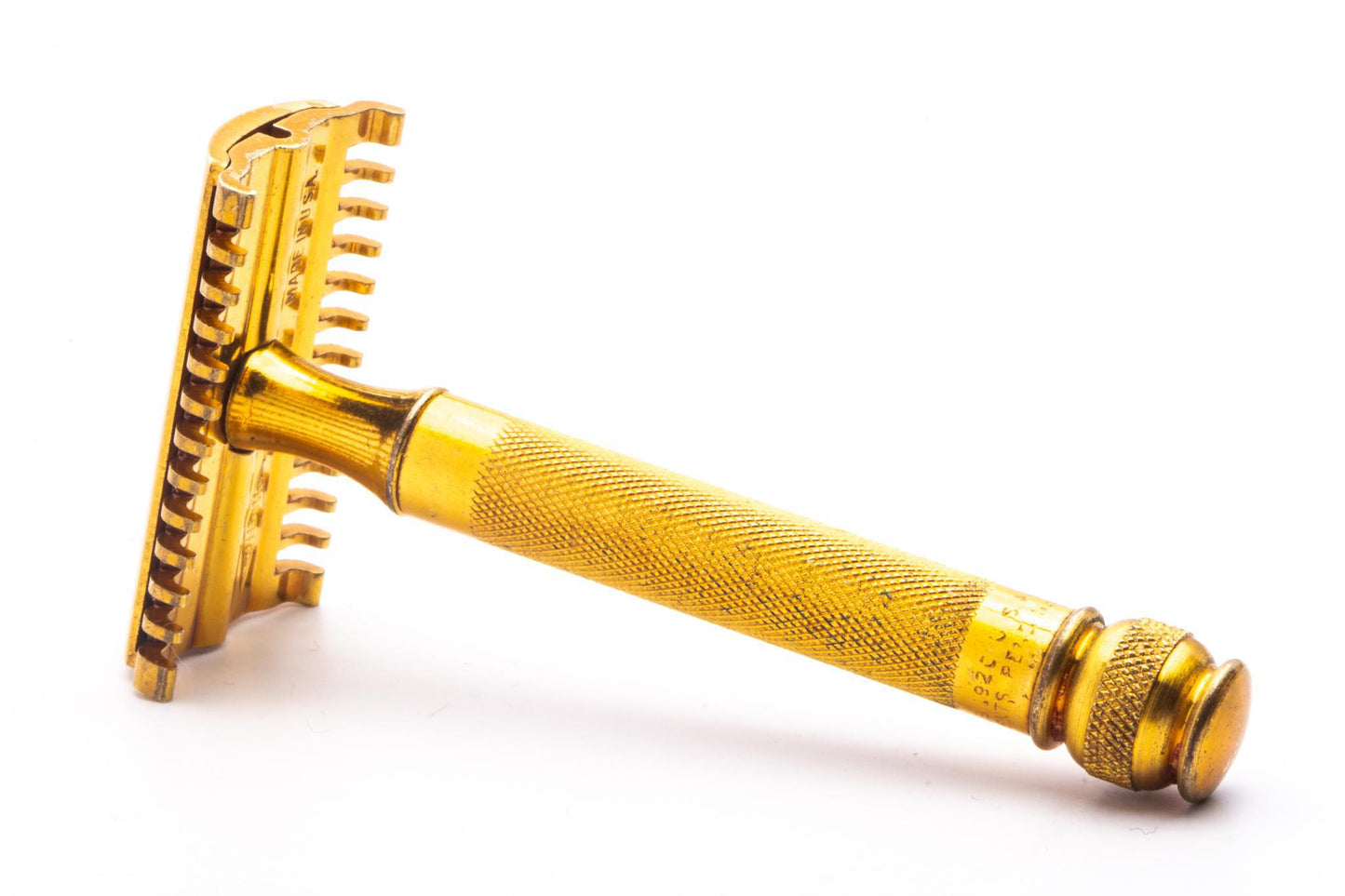 1930's Gillette Gold NEW Long Comb Ball End Double Edge Safety Razor Set  | Original Condition