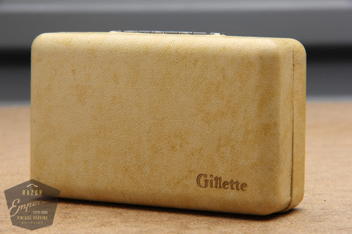 Gillette 1947 Notched Milord Gold Safety Razor DE w/ Leather Case