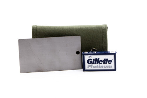 New Gillette WWI "Khaki" Travel Case Replica w/ Mirror