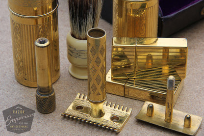 Gillette 1929 New Improved Cavalier Travel Combination Set in Black Leather