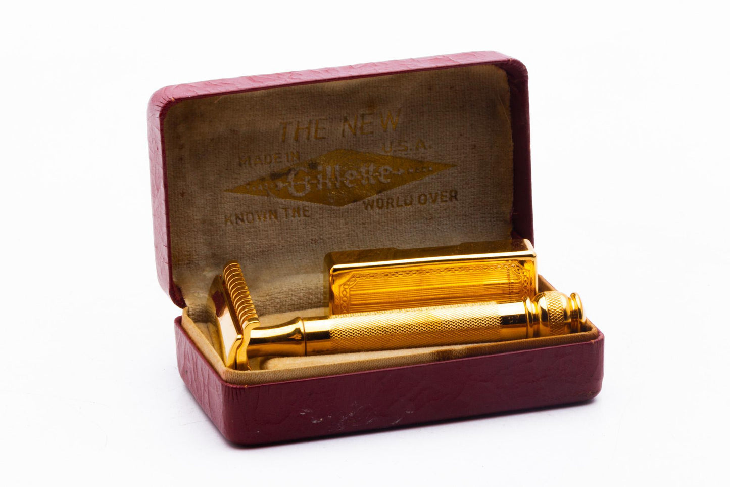 1930's Gillette NEW Federal Long Comb Double Edge Safety Razor Set | 24K Gold Revamp