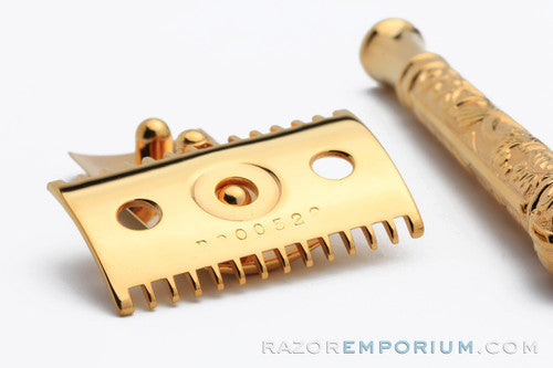 1910 Gillette Gold Empire Set - ABC Pocket Edition Old Type Open Comb DE Razor Set - 24K Gold Revamp