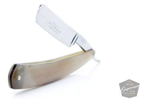 11/6" Moss's Stanley Round Tip Straight Razor | Handcrafted Custom Blonde Horn Scale