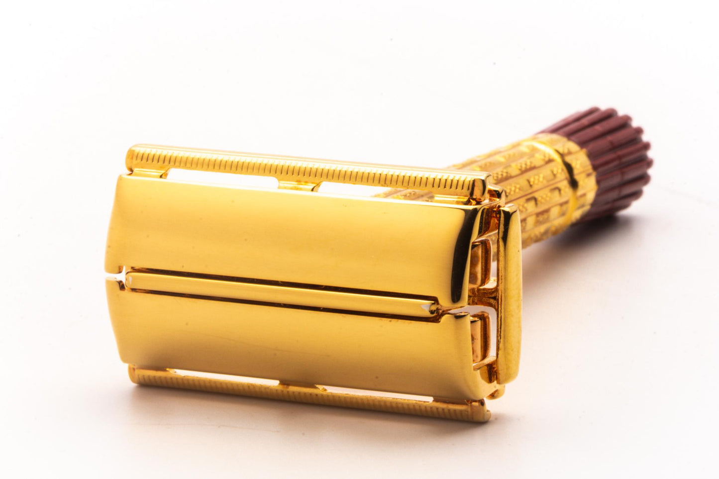 1956 B2 Gillette Heavy Red Tip Super Speed DE Safety Razor | 24K Gold Revamp