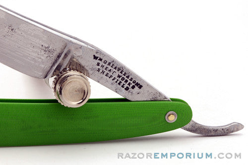 5/8" WM Greaves & Sons Straight Razor Custom G10 Green Scales