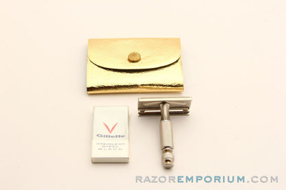 1965 Gillette Travel Tech Razor With Gold Tone Carrying Case - K3