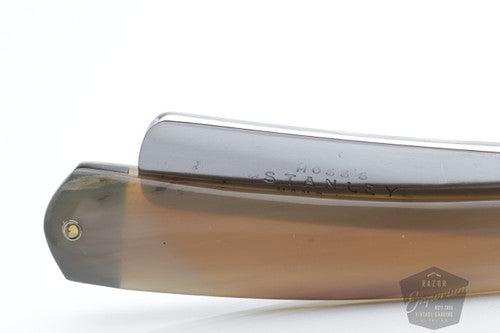 11/6" Moss's Stanley Round Tip Straight Razor | Handcrafted Custom Blonde Horn Scale