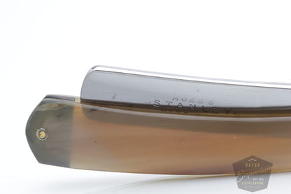11/6" Moss's Stanley Round Tip Straight Razor | Handcrafted Custom Blonde Horn Scale