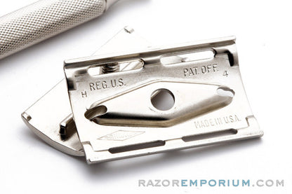 1962 Gillette Ball End Tech DE Safety Razor Factory Nickel - H4