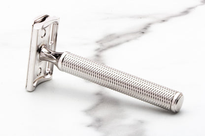 The Karve Christopher Bradley Safety Razor - Brass D Plate | Rhodium Revamp