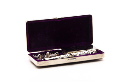 1909 Gillette ABC Pocket Edition Empire Double Edge Safety Razor Set | Factory Nickel Revamp