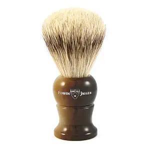 Edwin Jagger | Medium Super Badger Shaving Brush with Imitation Light Horn Handle