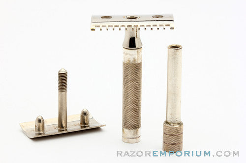 1930's L'Essor Open Comb Double Edge Safety Razor Set w/ Case & Blade Banks
