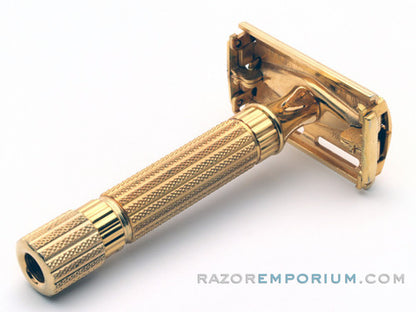 1948-1951 Gillette Aristocrat DE Safety Razor W/ Leather Case & Blade Bank | Original Gold Plating
