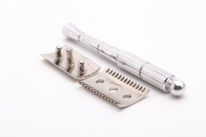 Unbranded Open Comb Long Handle Double Edge Safety Razor | Factory Nickel Revamp
