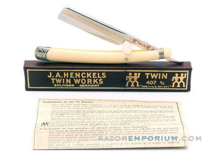 5/8" J.A. Henckels #407 Twin Works Straight Razor w/ Case & Instructions | Solingen, Germany *MINT*