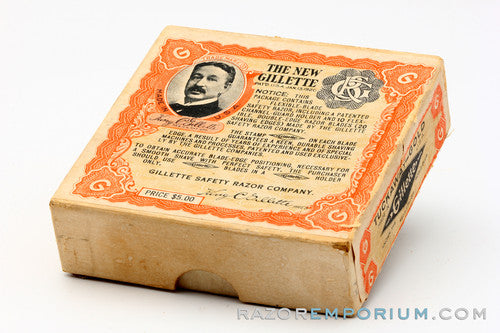 1928 Gillette New Improved Gold Tuckaway Style Travel DE Safety Razor Set w/ Instructions