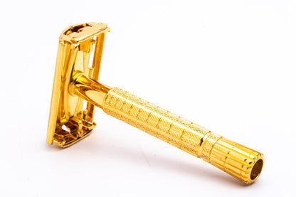 1959 E4 Gillette Flare Tip Regular Super Speed Safety Razor | 24k Gold Revamp