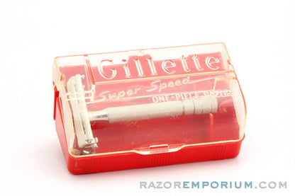 1947-51 Gillette Super Speed TTO Safety Razor Styrene Case - Factory Nickel