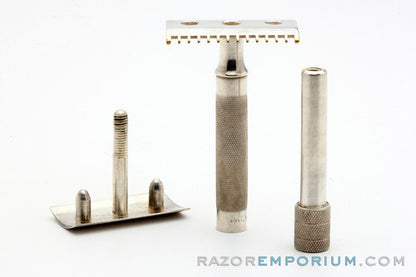 1905 Gillette Single Ring Old Type Safety Razor Set w/ Case NY & Blade Banks (No Handle Cracks *RARE*)