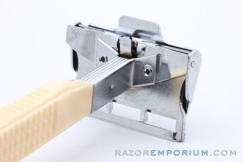 1940s Gem G-Bar Single Edge Razor w/ Cream Handle