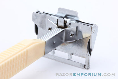 1940s Gem G-Bar Single Edge Razor w/ Cream Handle