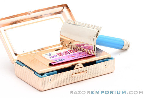 1990's Chinese Travel Double Edge Safety Razor Set