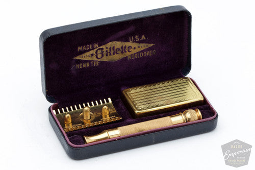 1920's Gillette Ball End Old Type Hotel Fort Shelby Razor Set