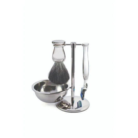 Edwin Jagger | Gillette® Fusion® ProGlide® Razor Shaving Set Chrome 4pc (Black Synthetic)