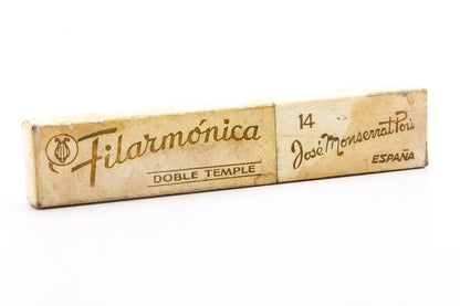 7/8" Filarmonica 14 Doble Temple Jose Monserrat Pou Straight Razor With Blue Inlay