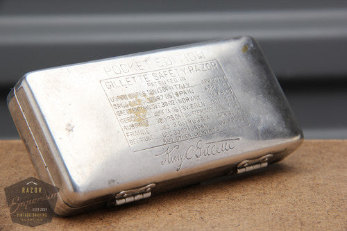 Gillette 1918 Basketweave Pocket Edition - Old Type Spiral (DE) Razor Travel Set