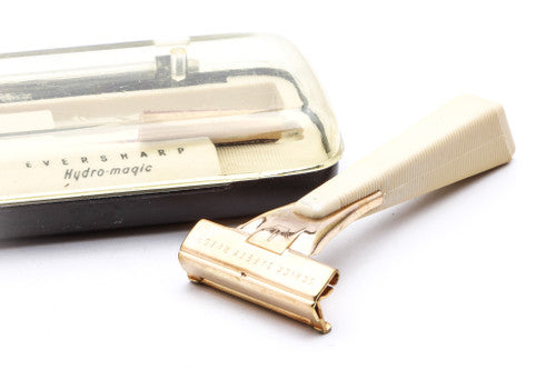 1960's Eversharp Schick Hydro Magic Gold Injector with Cream Bakelite Handle & Orig. Case