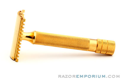 1930's Gillette NEW Deluxe Big Boy Razor Original Gold w/ Case & Blade Bank
