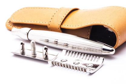 Unbranded | Three Peice Slant Double Edge Safety Razor With Travel Case
