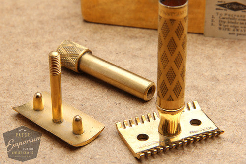 Gillette 1922 Gold NEW Bostonian DE Safety Razor Set in Orig. Box
