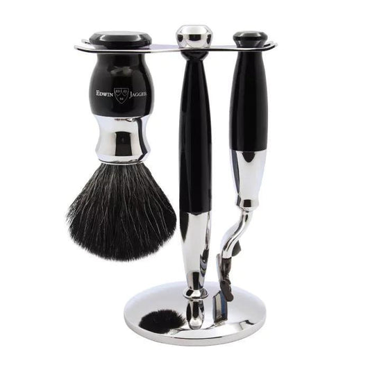 Edwin Jagger | 37 Range 3pc Gillette® Mach3® Razor Shaving Set Imitation Ebony (Black Synthetic)