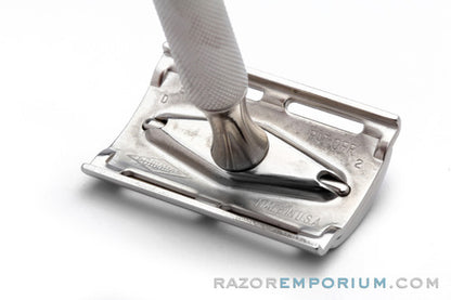1958 Gillette Ball End Tech DE Safety Razor Factory Nickel